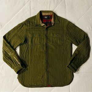 Ralph Lauren Double RRL Green Heavy Flannel Button Shirt Men’s Size Medium
